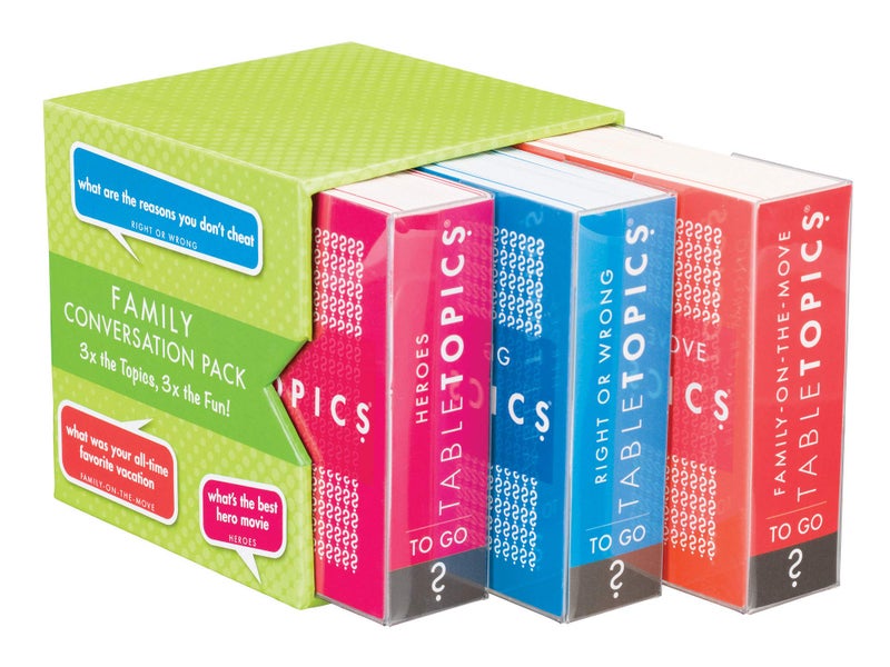 TableTopics Family Conversation Pack for Parent Child Connection, 120 Engaging Question Cards for Dinnertime, Car Rides, & Classrooms, Boxed Set of 3 Topics, Stocking Stuffer - Image 2